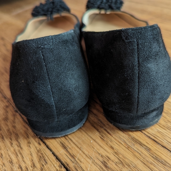 Talbots Black Suede Ballet Flat with Pom pom Size 7M - Picture 3 of 5